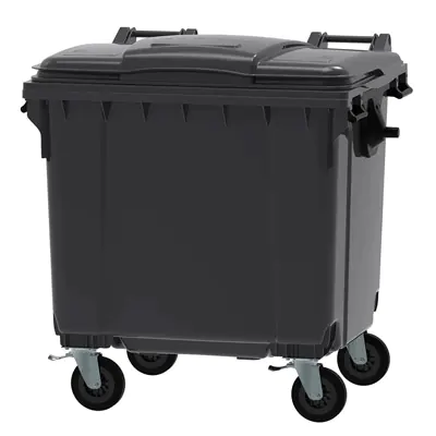 1100l Black Wheelie Bin 400px